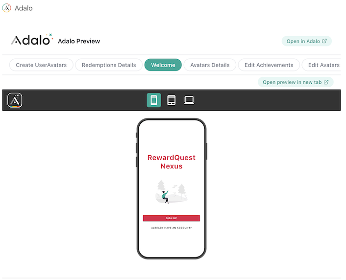 Add a text to the Welcome page that reflects the app's name