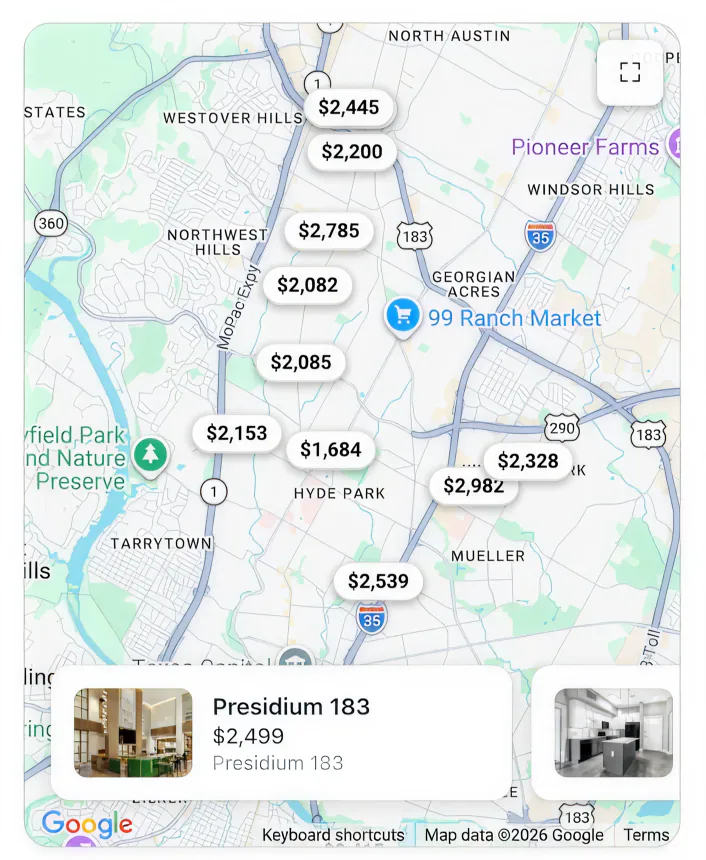 Find me pet friendly 2 bedroom apartments in Austin under $3,000