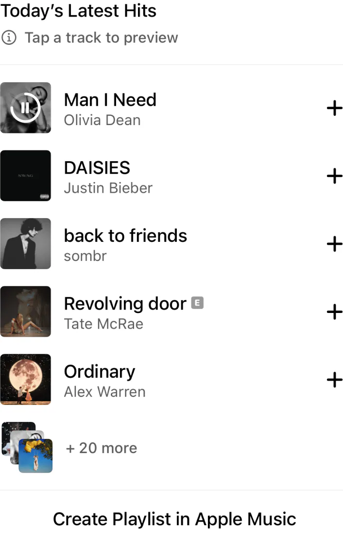 @Apple Music make me a playlist with today's latest hits