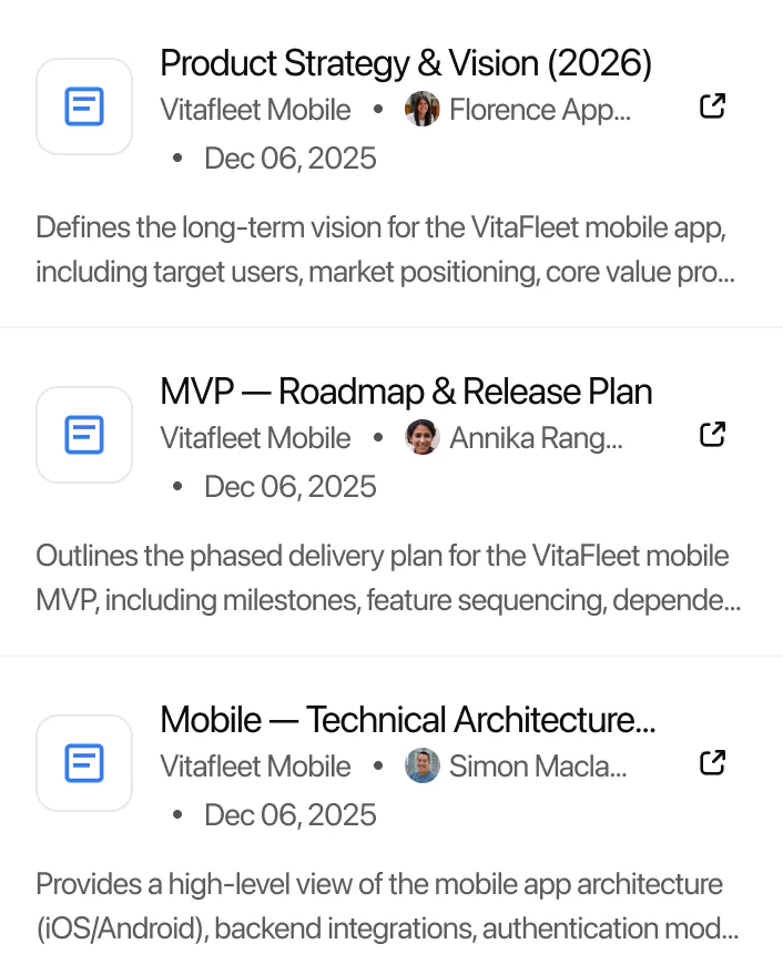 Find Vitafleet Mobile strategy, roadmap, and architecture documents