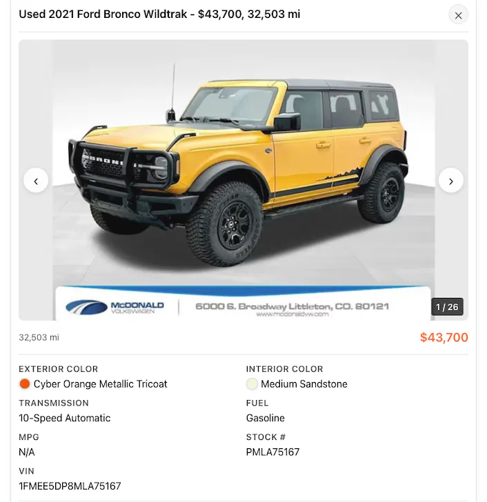 Show me the details of the bronco