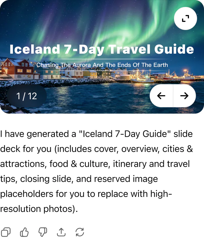 @Awesome Slides Create a 7-day itinerary for Iceland