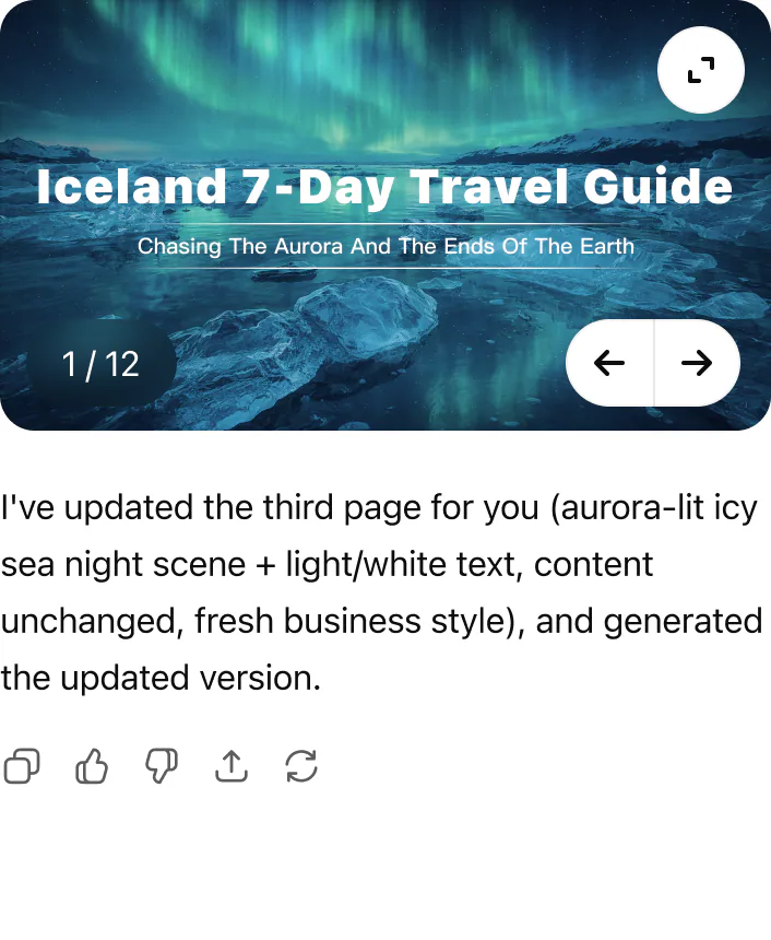 @Awesome Slides Change the cover to a night icy sea with aurora.