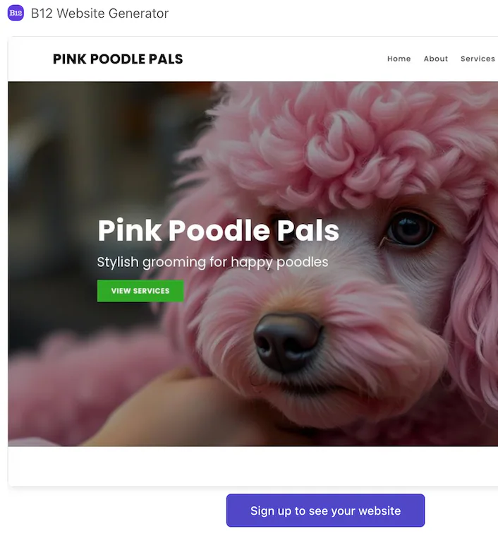 Make me a pink site for my poodle grooming business