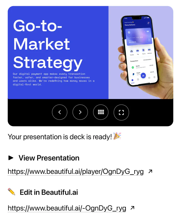 @Beautiful.ai help me create a go to market strategy presentation.