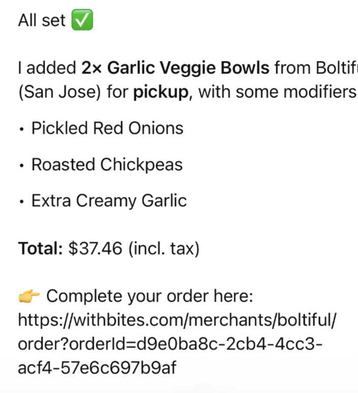Order 2 garlic veggie Bowl from Boltiful for pickup, pick any modifiers