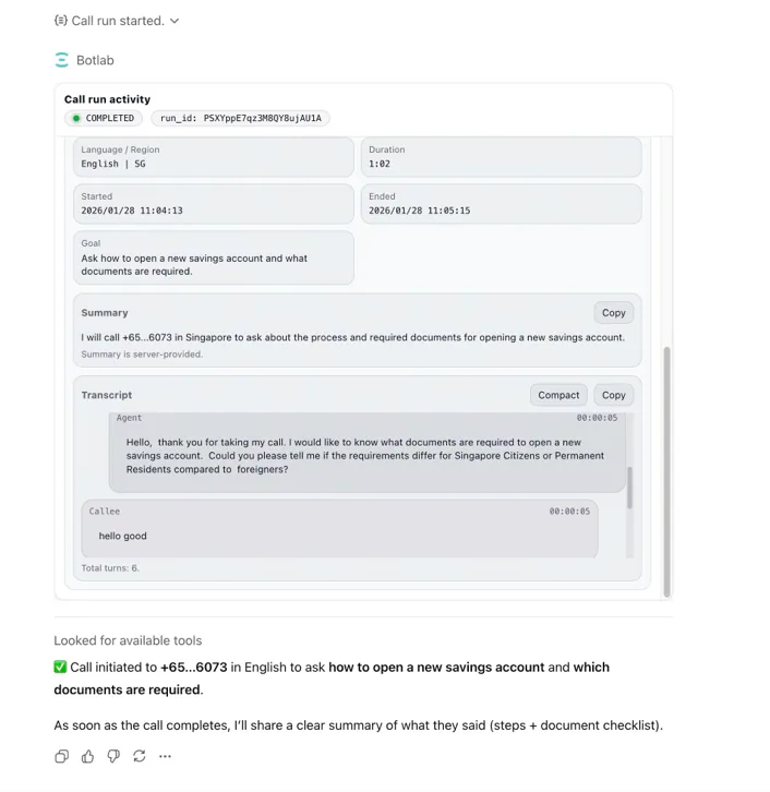 Call +65 31****73 ask how to open a new savings account and what documents