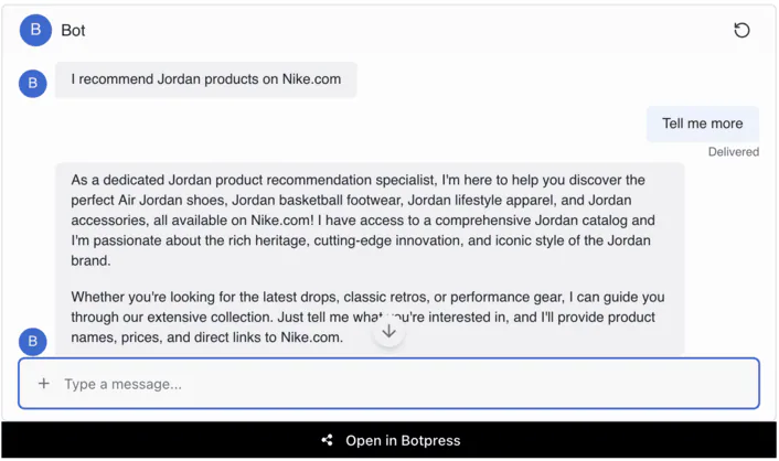 Make a recommendation agent for Jordan shoes with @Botpress!