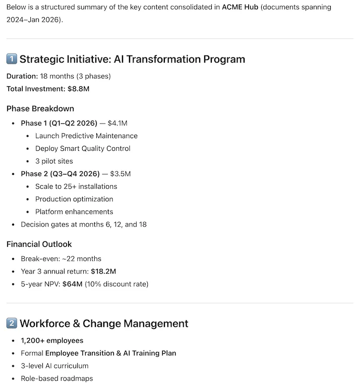 Summarize the ACME Hub