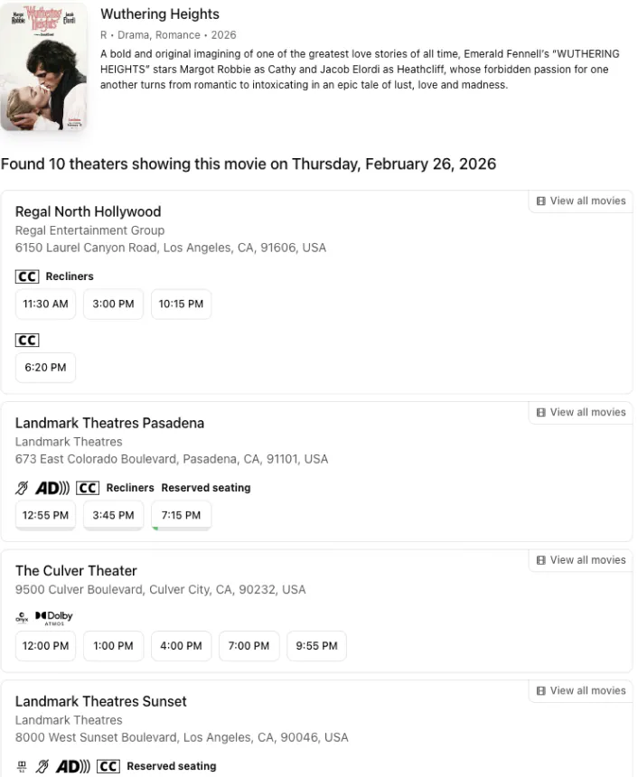 Where can I see Wuthering Heights ?