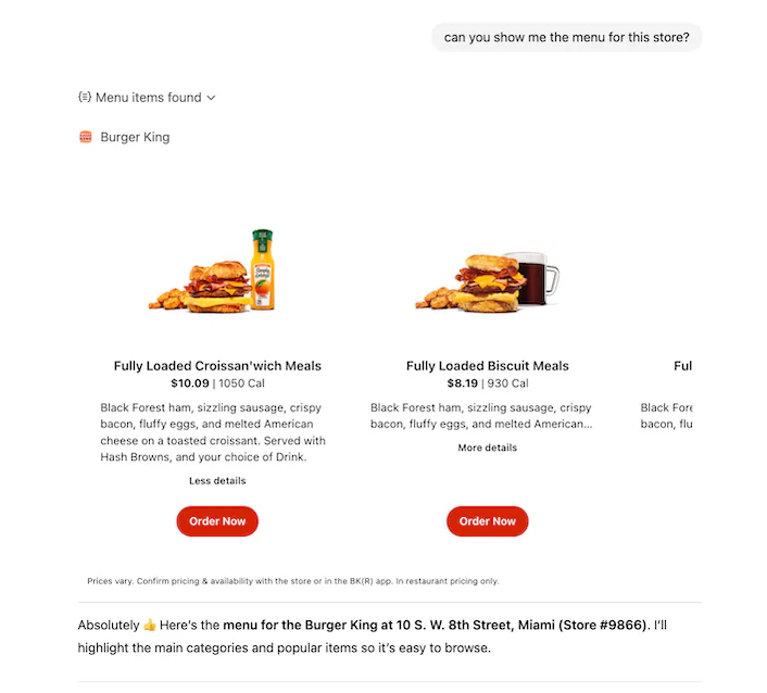 Can you show me the menu for the store?