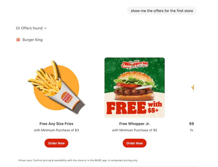 show me the offers for the first store