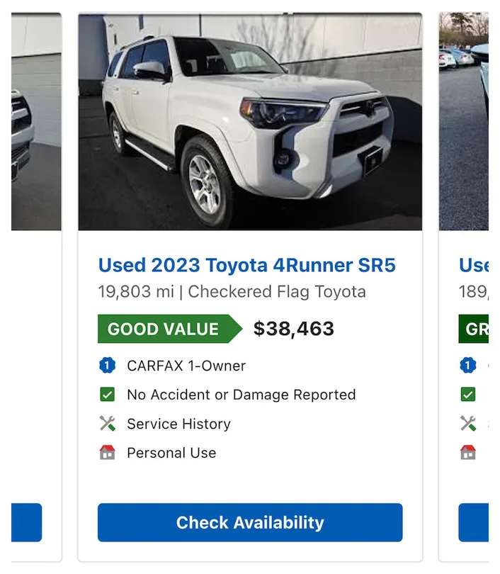 Find me a white 4Runner in Virginia Beach with a clean CARFAX