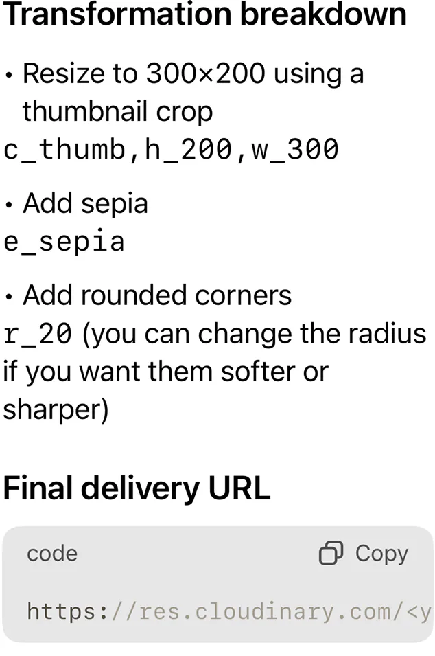 @Cloudinary create a 300x200 thumbnail version with a sepia effect and rounded corners