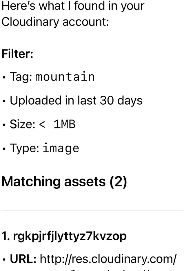 @Cloudinary find all images tagged 'mountain' uploaded in the last 30 days