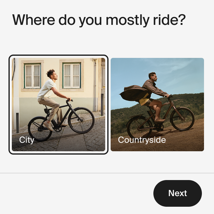 Find the right Cowboy e-bike via the interactive wizard