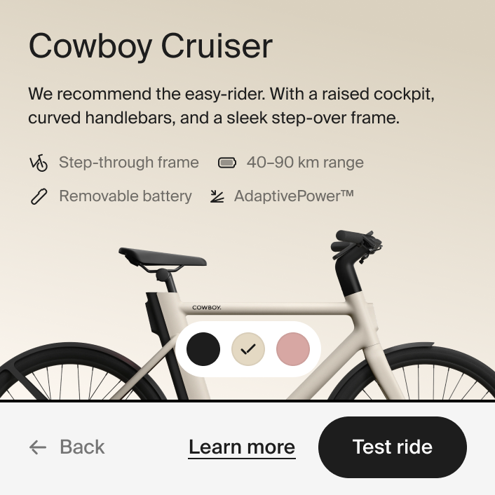 Find the right Cowboy e-bike via the interactive wizard