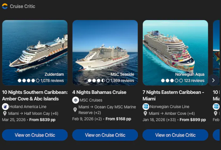 Find me cruises to the Caribbean from Miami