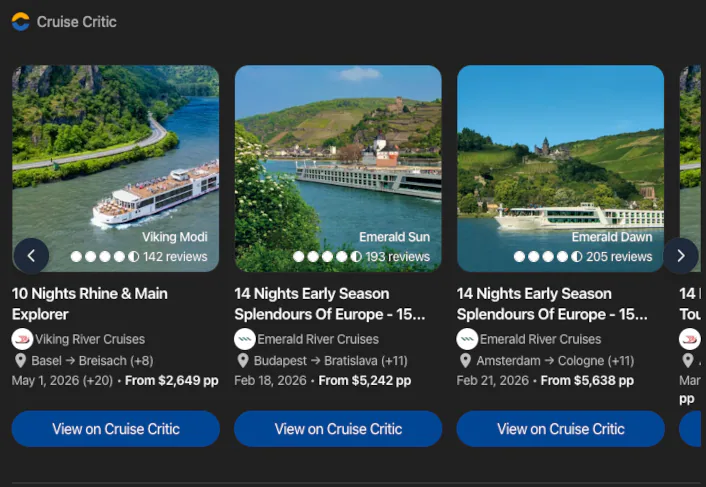 Find me European river cruises