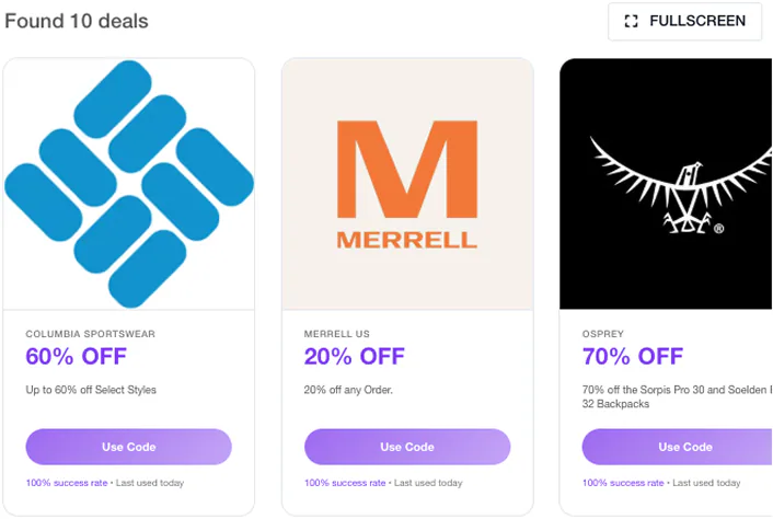 Shopping for outdoor gear, what sites have discount codes right now?