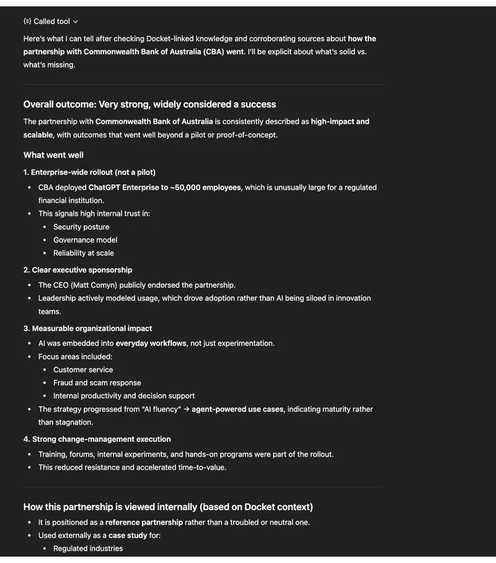 check docket how our partnership with commonwealth bank of Australia went