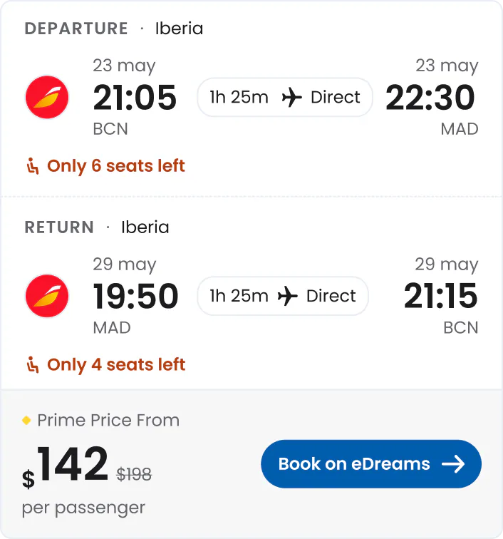 Search a flight for a weekend in Madrid
