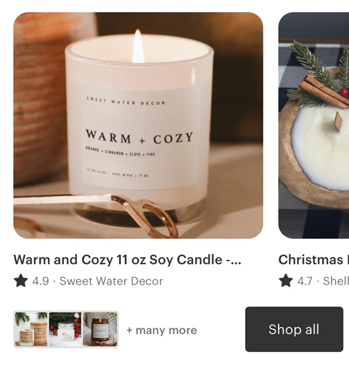 I need top-rated soy candles with warm cozy scents for my store
