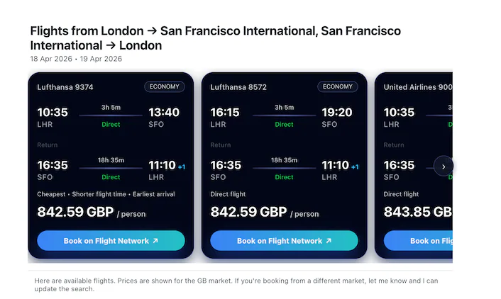 Find flights to Golden Gate Bridge from British Museum next weekend