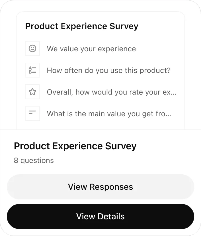 @Formbyte Create a product experience survey questionnaire
