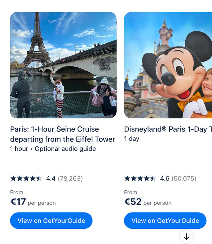 @GetYourGuide show me top tours in Paris