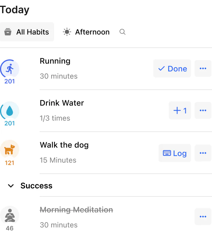 @Habitify Show all my habits for today