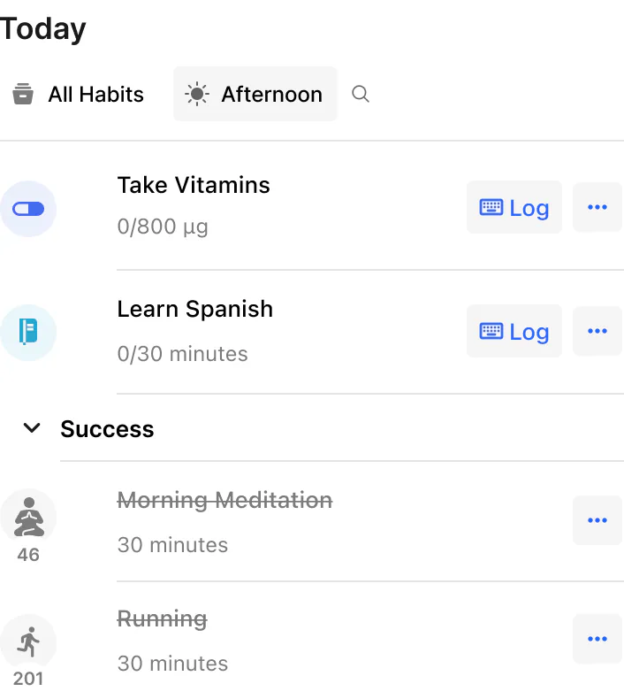 @Habitify Show me all afternoon habits