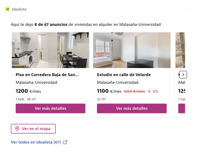 @idealista muéstrame pisos con ascensor en Malasaña por menos de 1300 €/mes