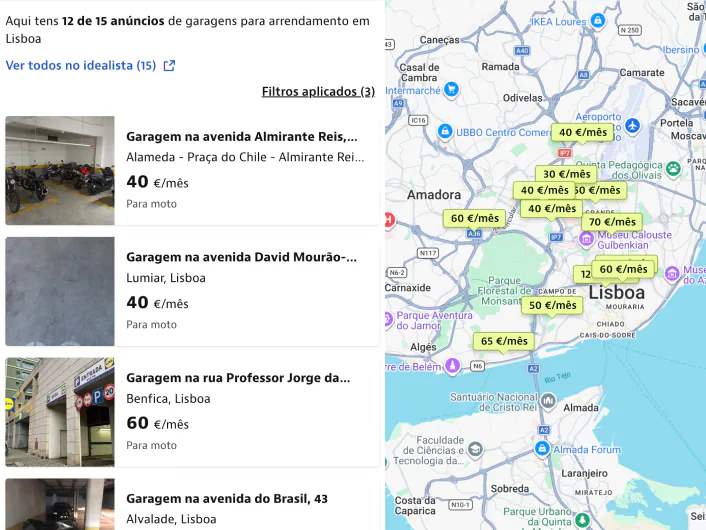 @idealista procura arrendar uma garagem para motas em Lisboa