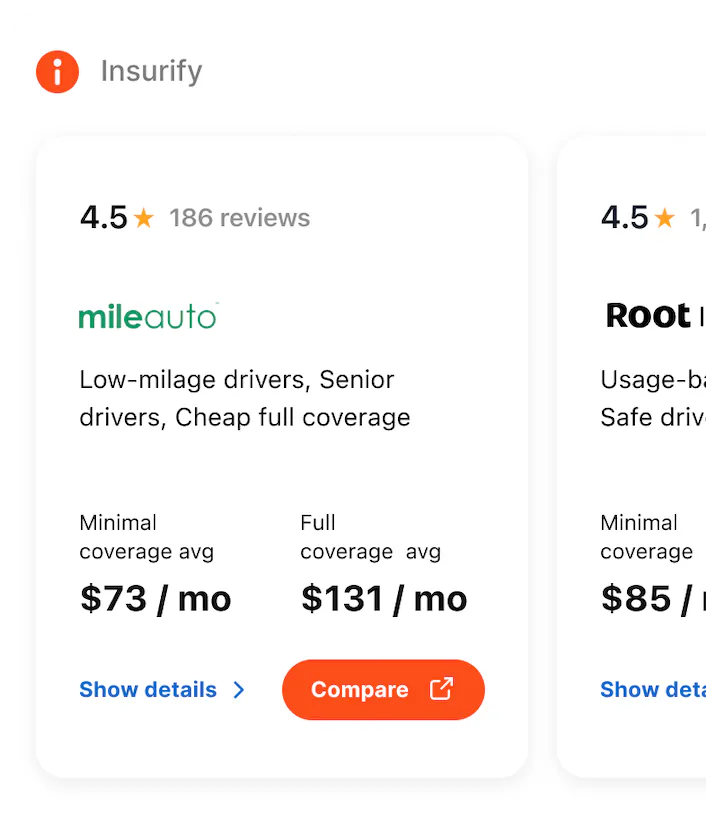 compare mile auto and root insurance in Texas