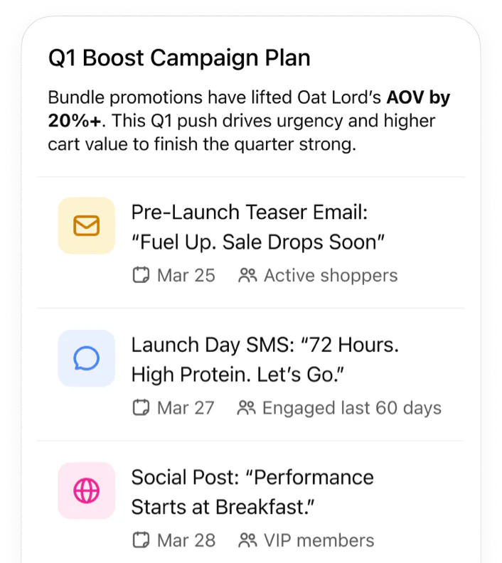 Create a performance-driven campaign for Oat Lord to boost Q1 revenue