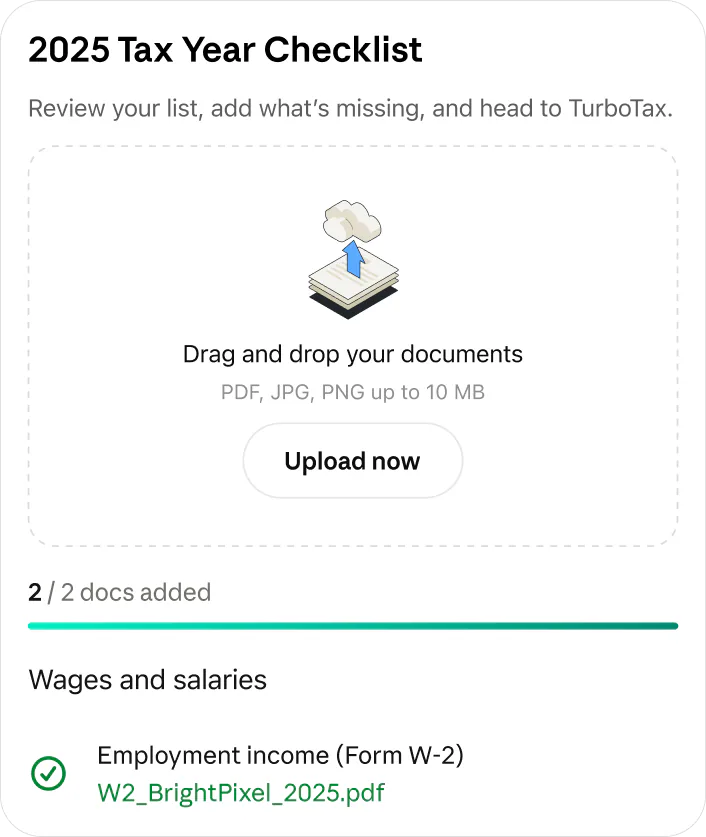 @Intuit Turbotax show me my tax checklist.