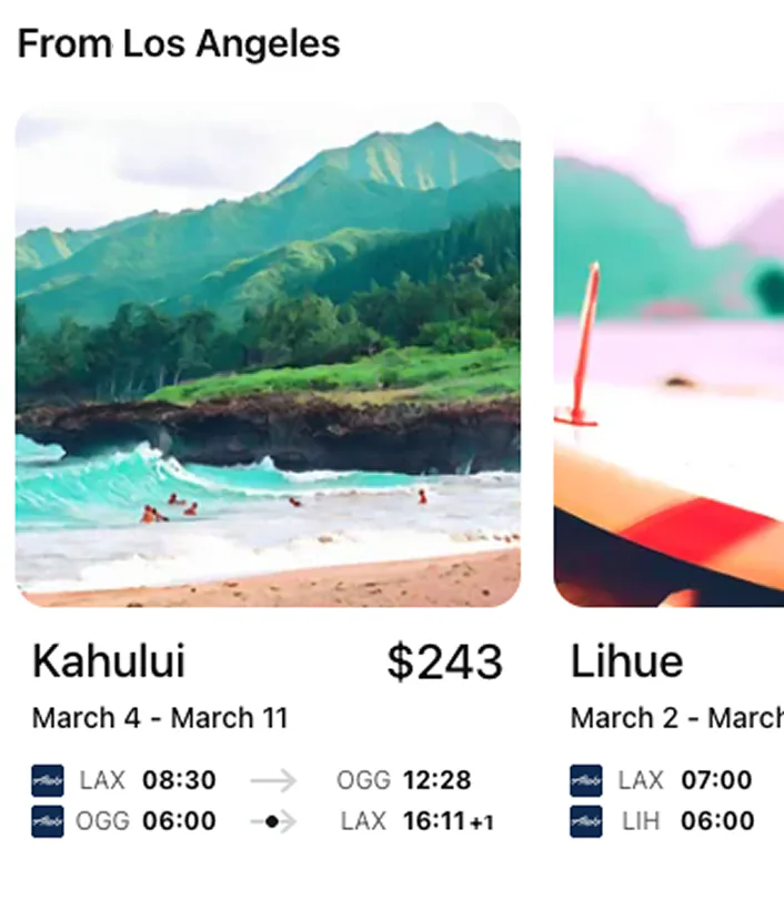 @Jinko show me the cheapest 7-day Hawaii trips from LA in March