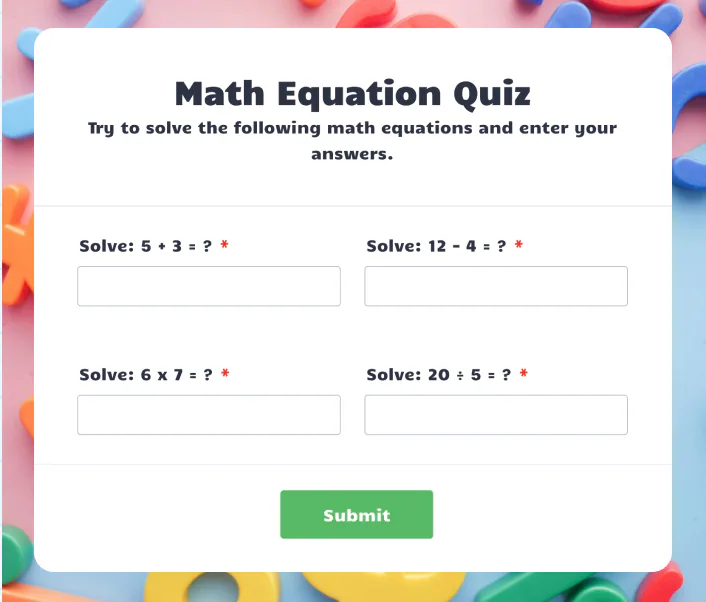 Build a simple math quiz