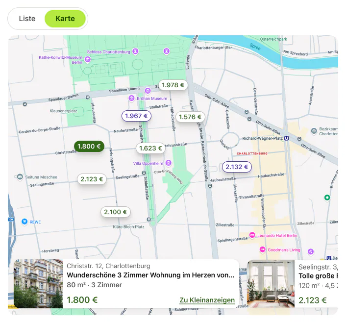 Ich suche eine Wohnung in Charlottenburg mit guter Anbindung nach Potsdam