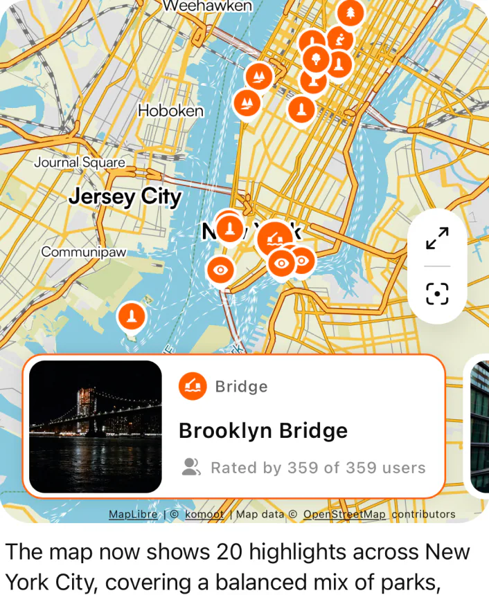 @komoot show me the must-see places in New York City