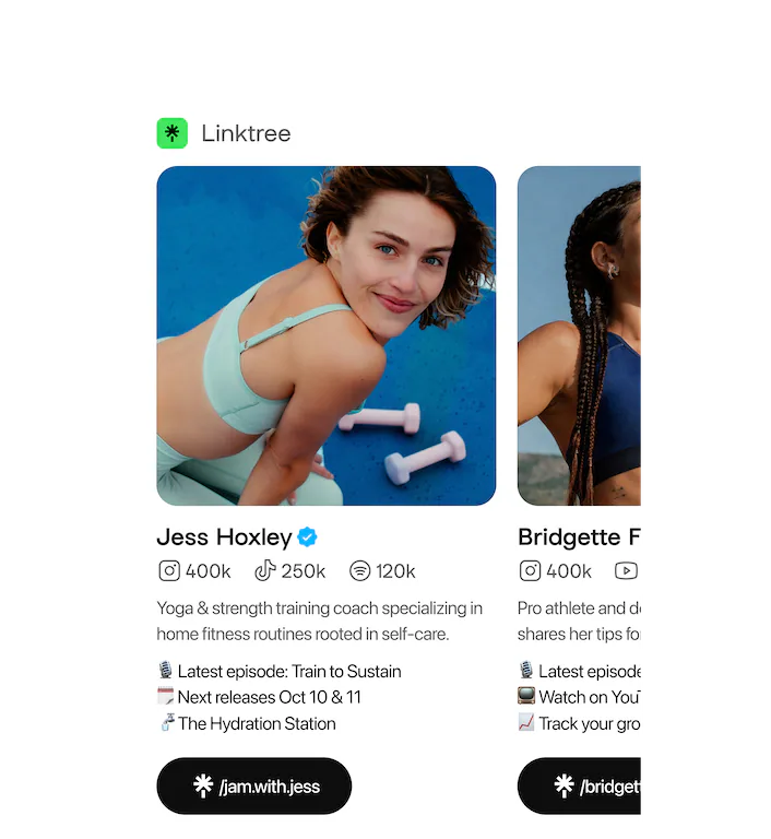 @Linktree find fitness creators with 400k on insta.