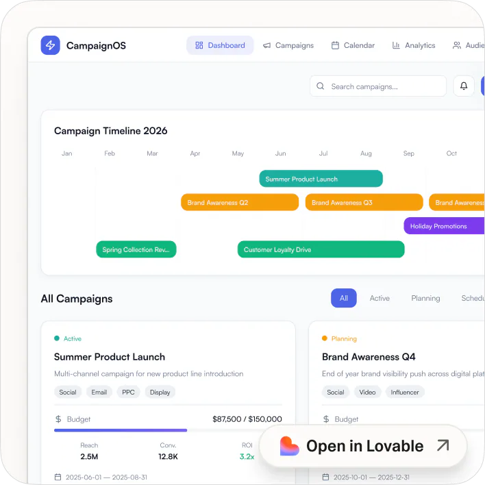 @Lovable build me a marketing campaign planner