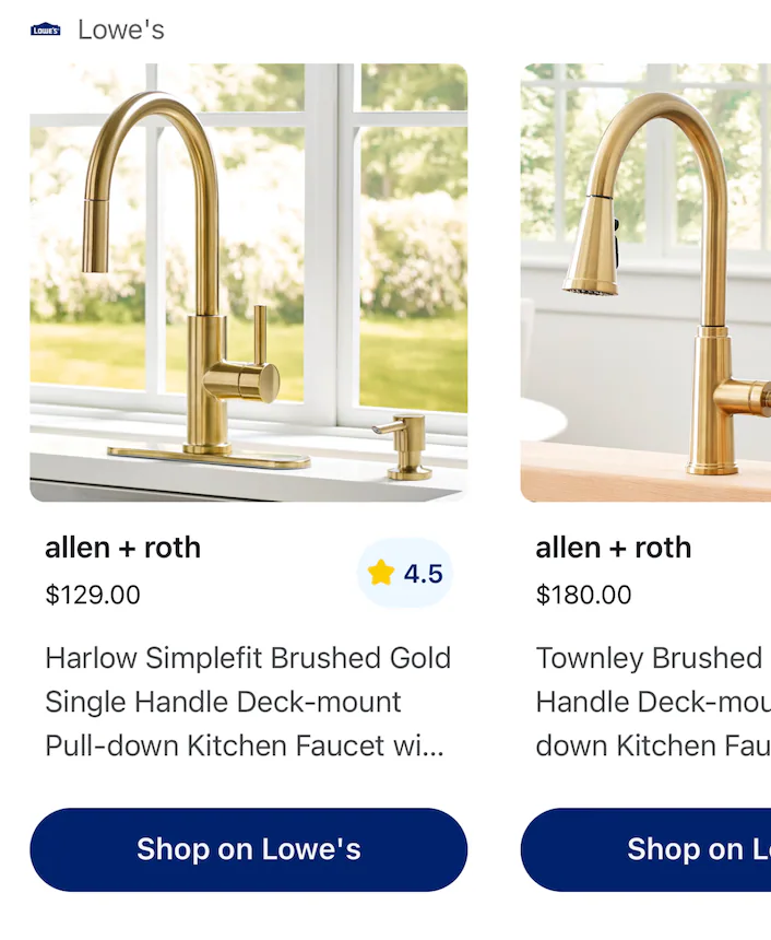 I want a brushed gold kitchen faucet with sprayer including soap dispenser