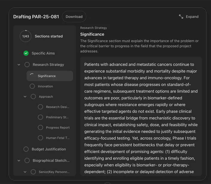 Draft me a proposal for this grant opportunity PAR-25-043