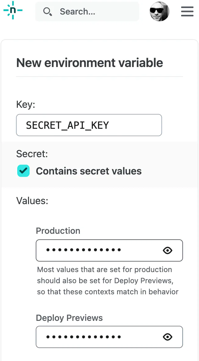 @Netlify add a new environment variable for this project