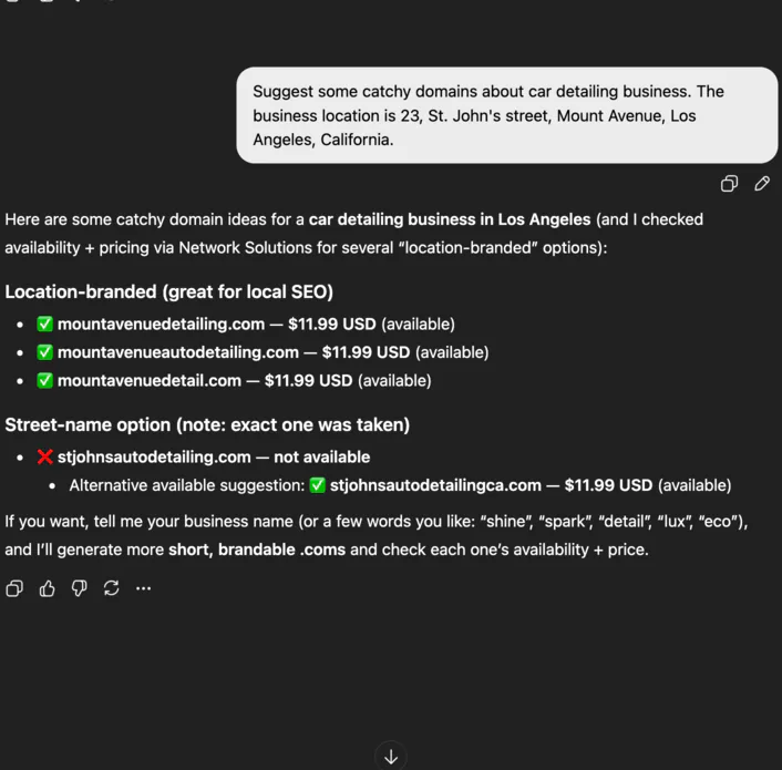 Localized domain suggestions