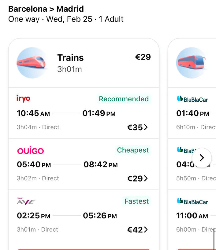 Can you find trains from Barcelona to Madrid tomorrow?