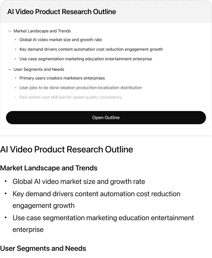 @Outliner Generate a research-oriented outline for “AI Video”