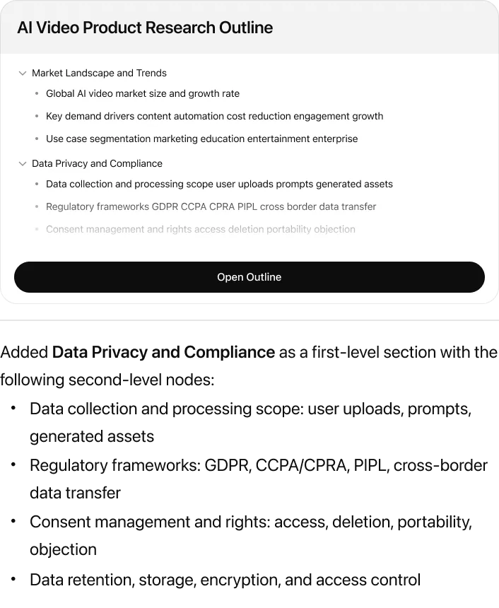 @Outliner Expand the current outline to include “Data Privacy & Compliance”